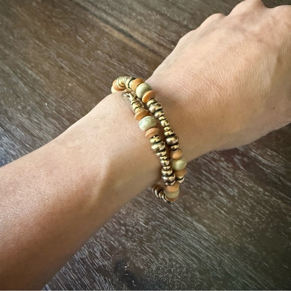 Alex and Ani Gold and Tan Beaded Bracelet - Picture 3 of 3